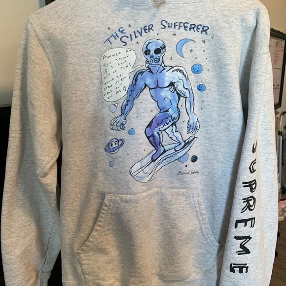 Supreme Daniel Johnston Silver Surfer Hooded Sweatshirt Hoodie - Picture 3 of 7